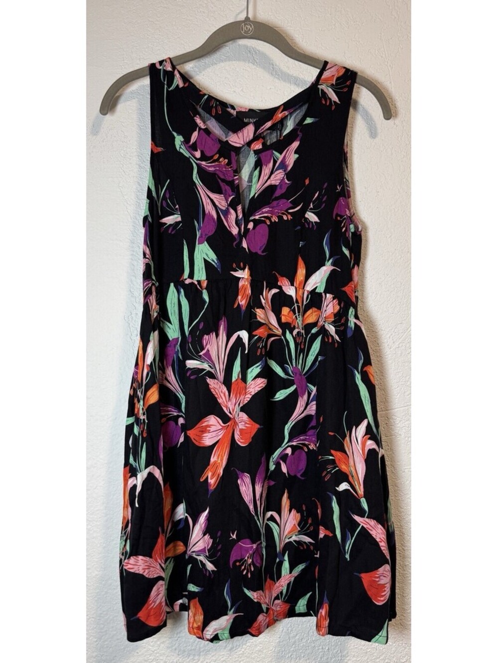 MINKPINK Womens A Line Dress Black Floral Sleeveless Size Small
